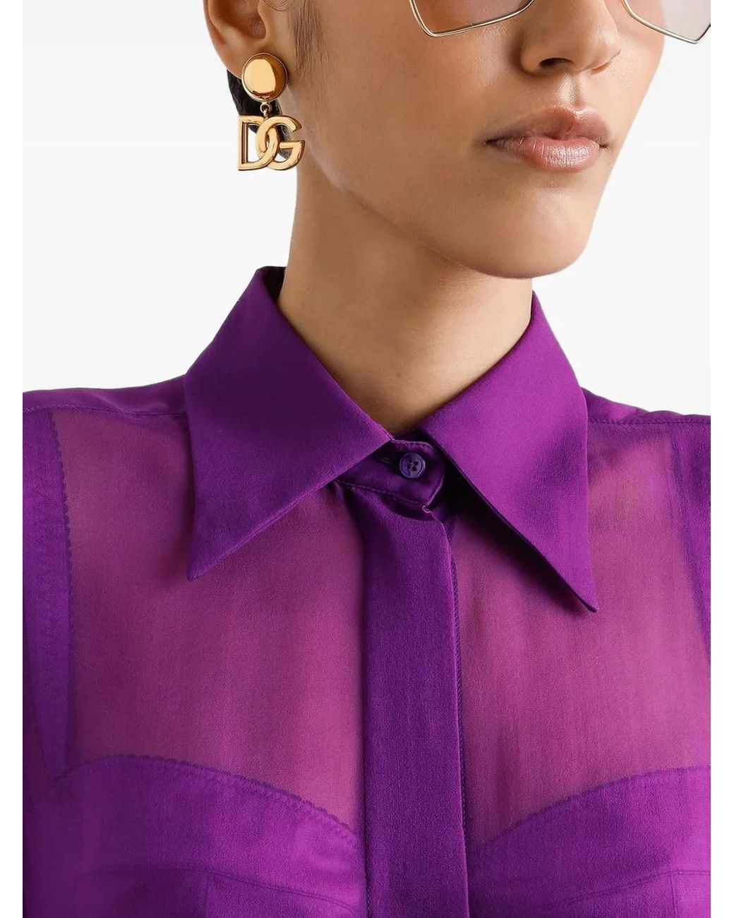 Dolce & Gabbana Purple Silk Shirt