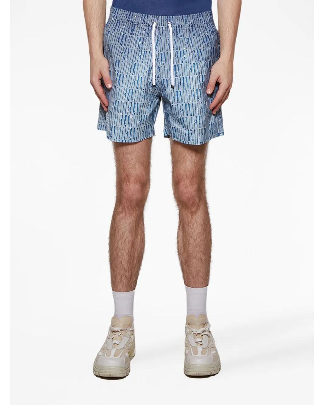 Amiri Blue Logo-Print Gradient-Effect Swim Shorts for men