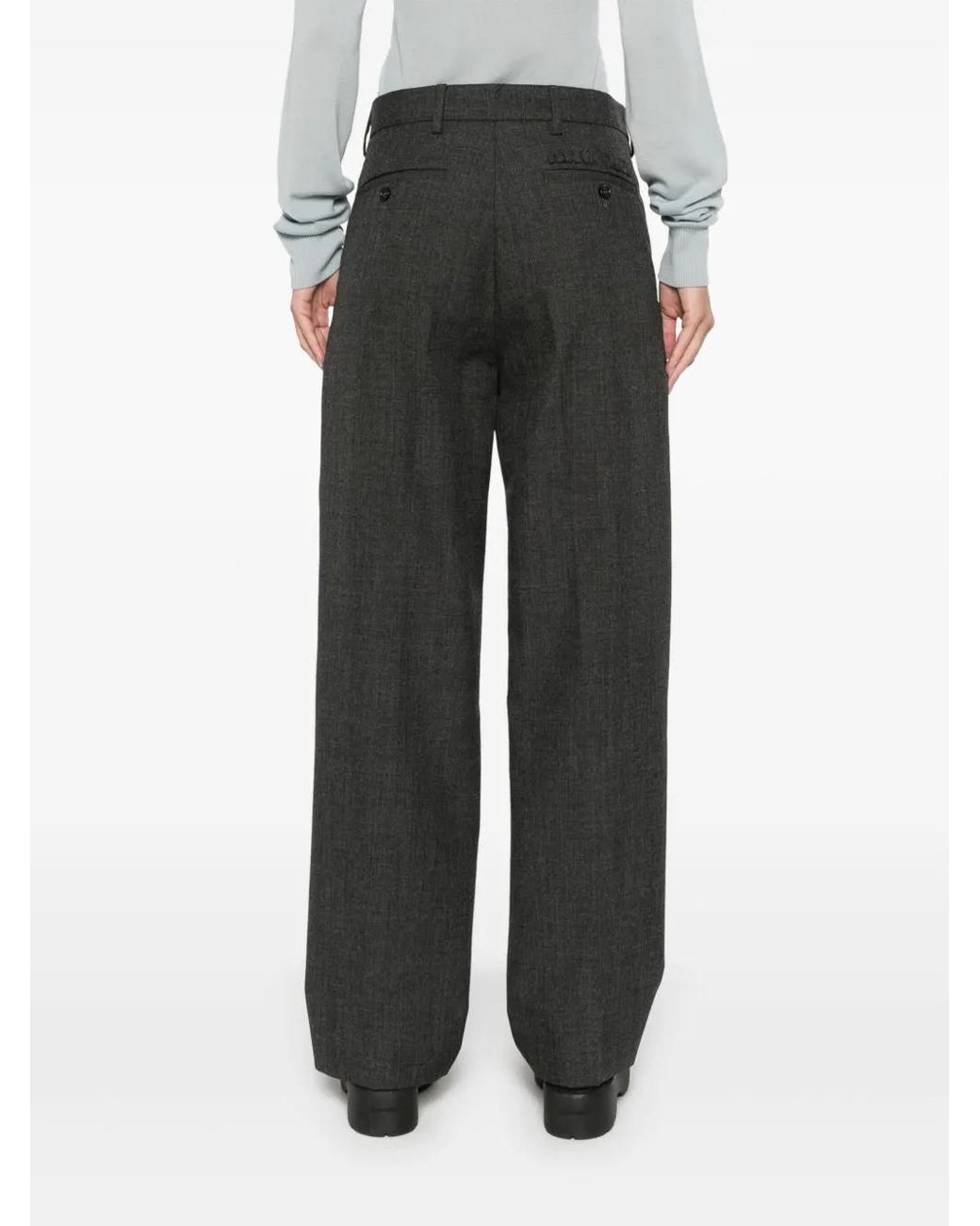 Pantalones Con Parche Del Logo Miu Miu de color Gray