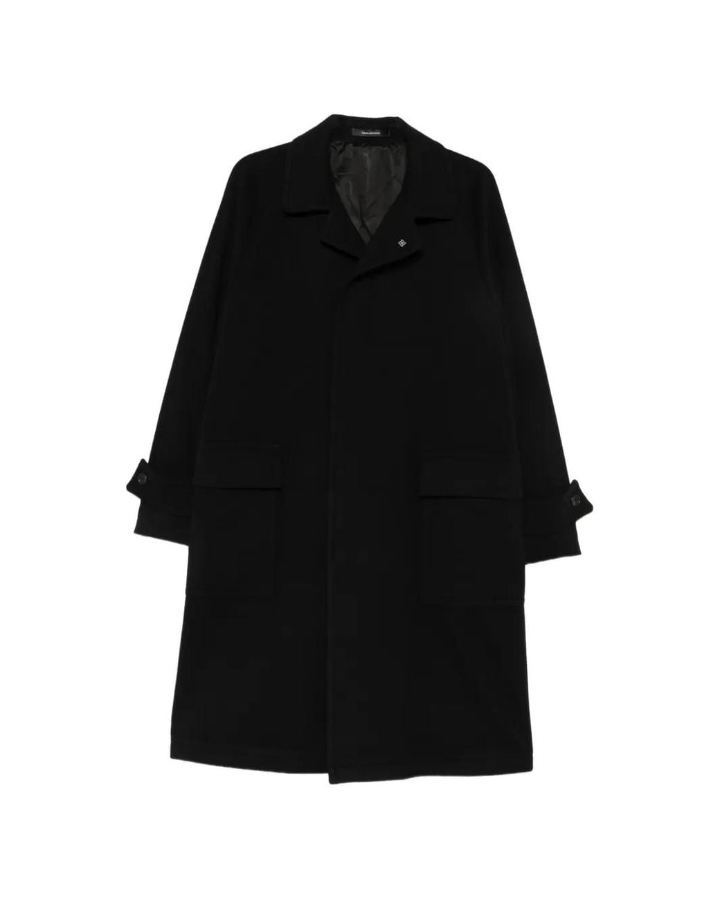 Tagliatore Black Buttoned-Cuff Coat for men