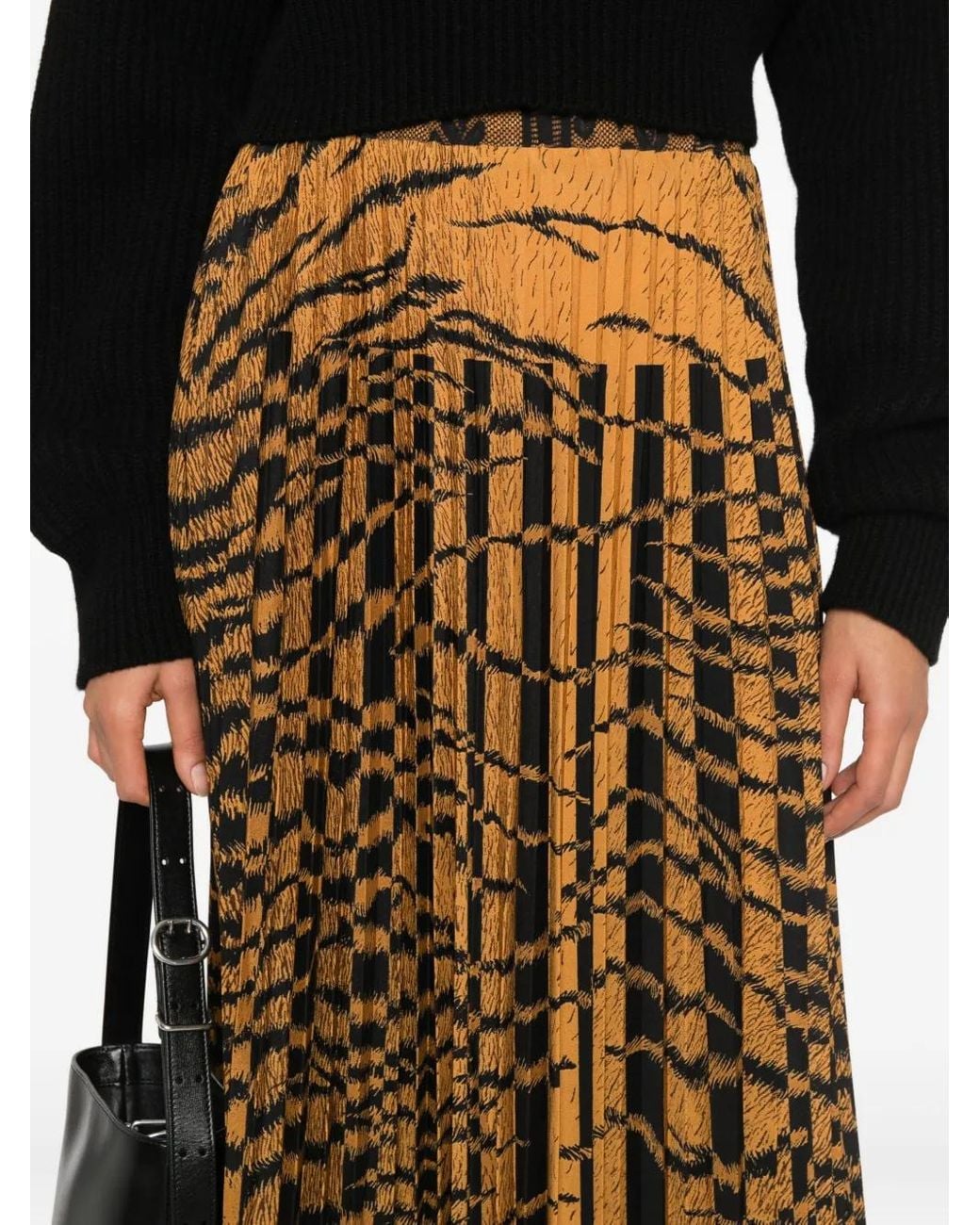 Pierre Louis Mascia Orange Pleated Patterned Skirt