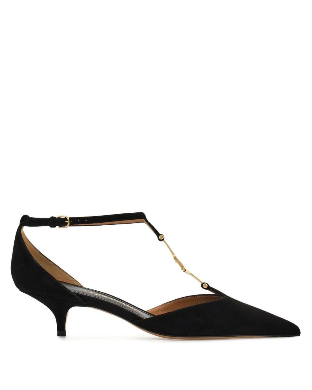 Ferragamo Black 40Mm T-Strap Buckle Pumps