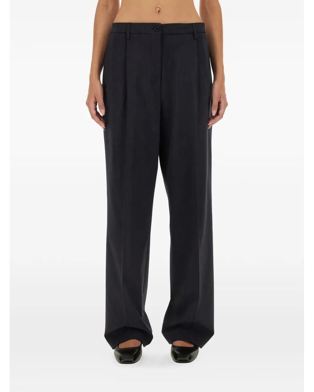 Aspesi Blue Virgin Wool Tailored Straight-Leg Trousers