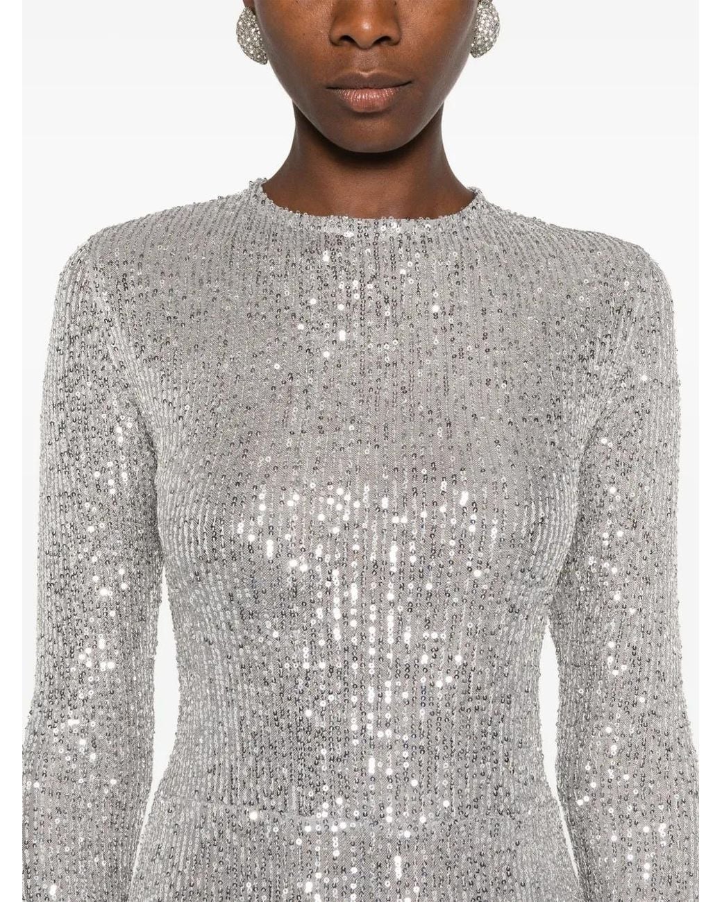Atu Body Couture Gray Sequined Maxi Dress