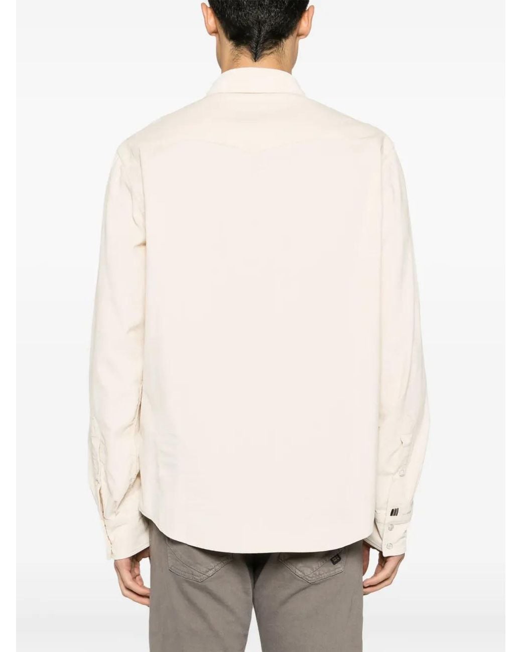 Jacob Cohen Natural Logo-Embroidery Corduroy Cotton Shirt for men