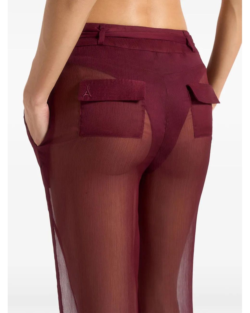 Manière De Voir Red Sheer Belted Trousers