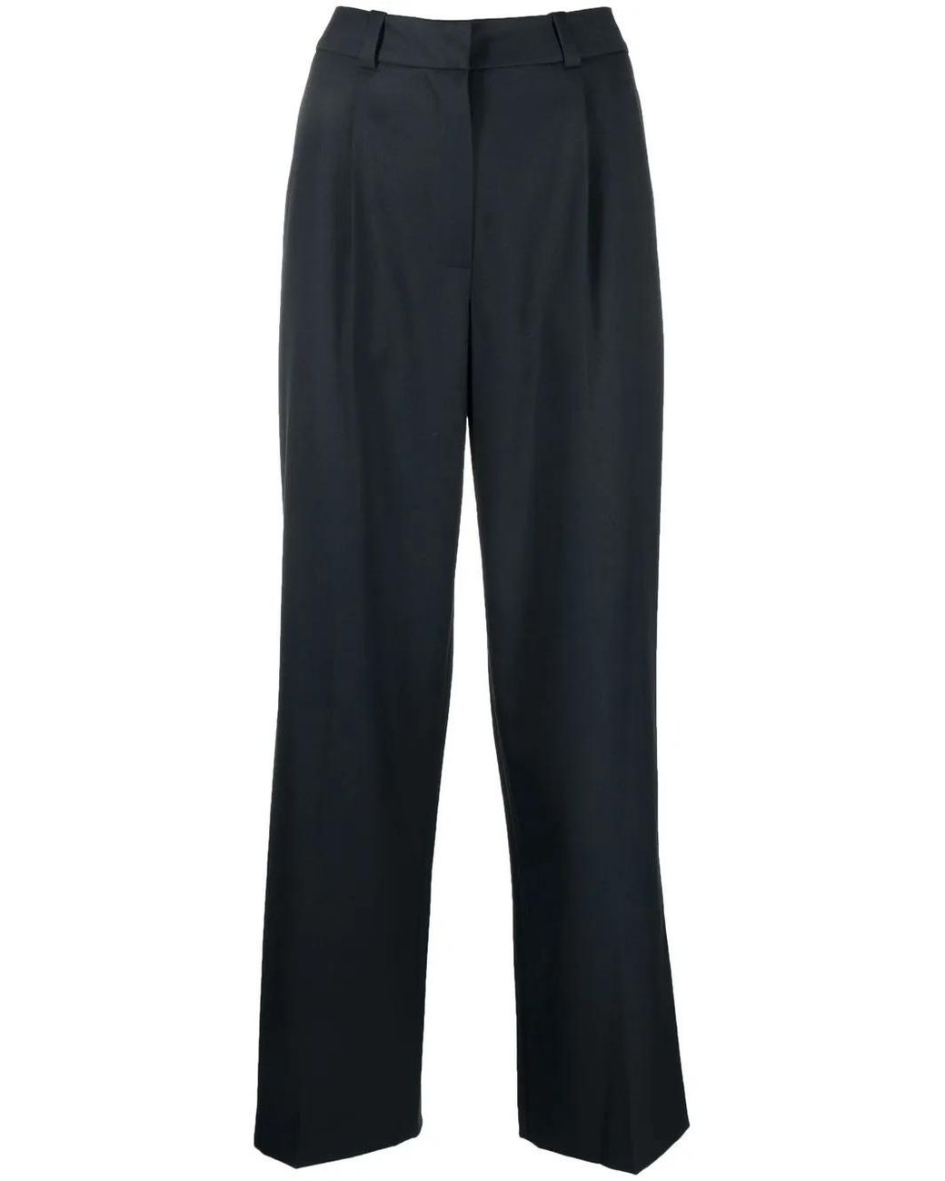 Low Classic Blue Wool-Blend Straight-Leg Trousers