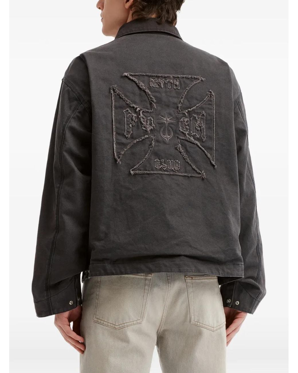 FIVE CM Black Spread-Collar Logo-Patch Jacket for men