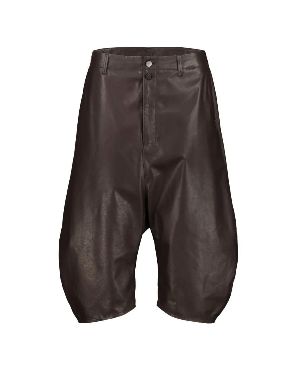 Lemaire Gray Dropped Crotch Leather Bermudas