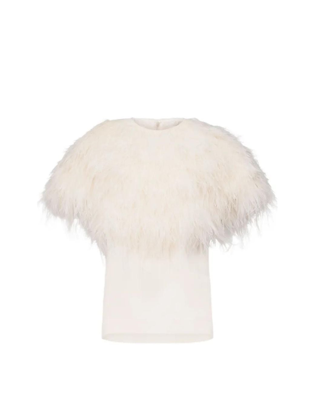 Loulou de Saison White Iona Feather-Trim Blouse