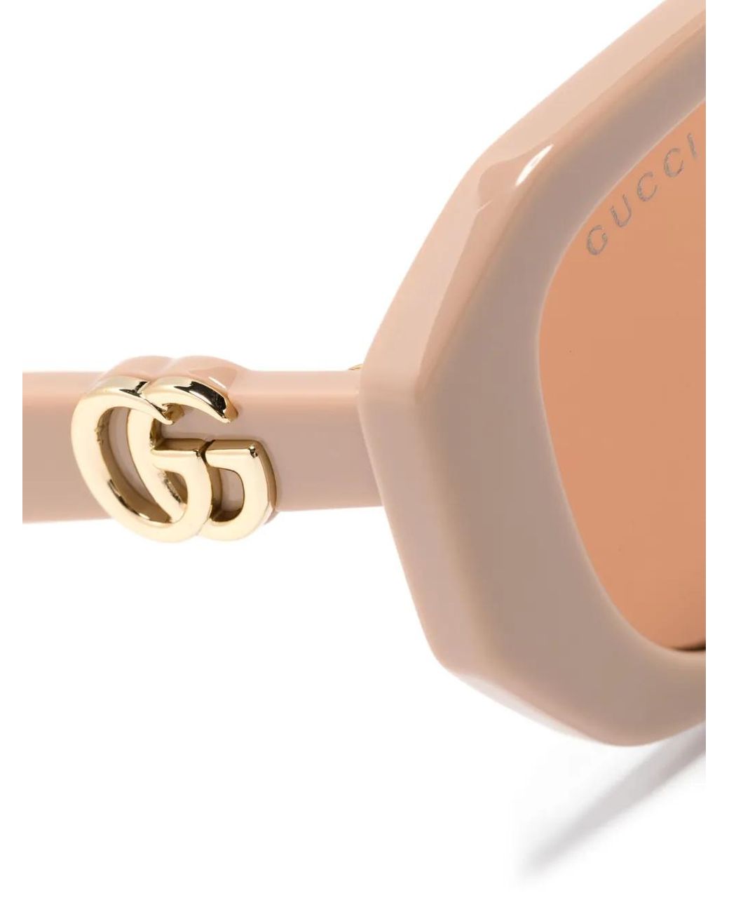 Gucci Pink Double-G Geometric-Frame Sunglasses