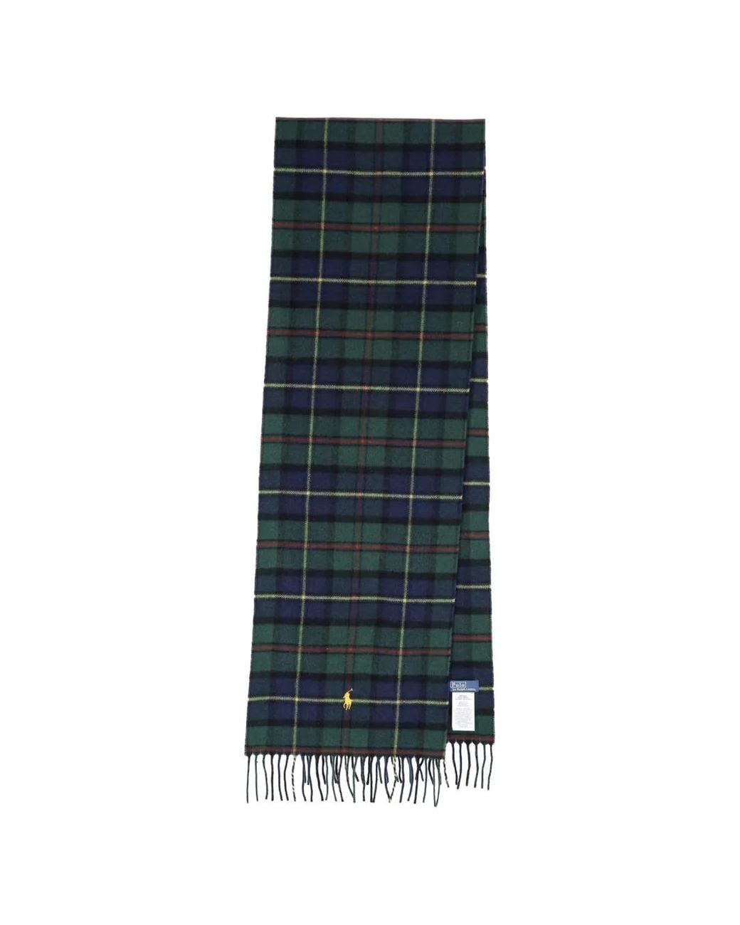 Polo Ralph Lauren Blue Tartan Wool-Cashmere Scarf for men