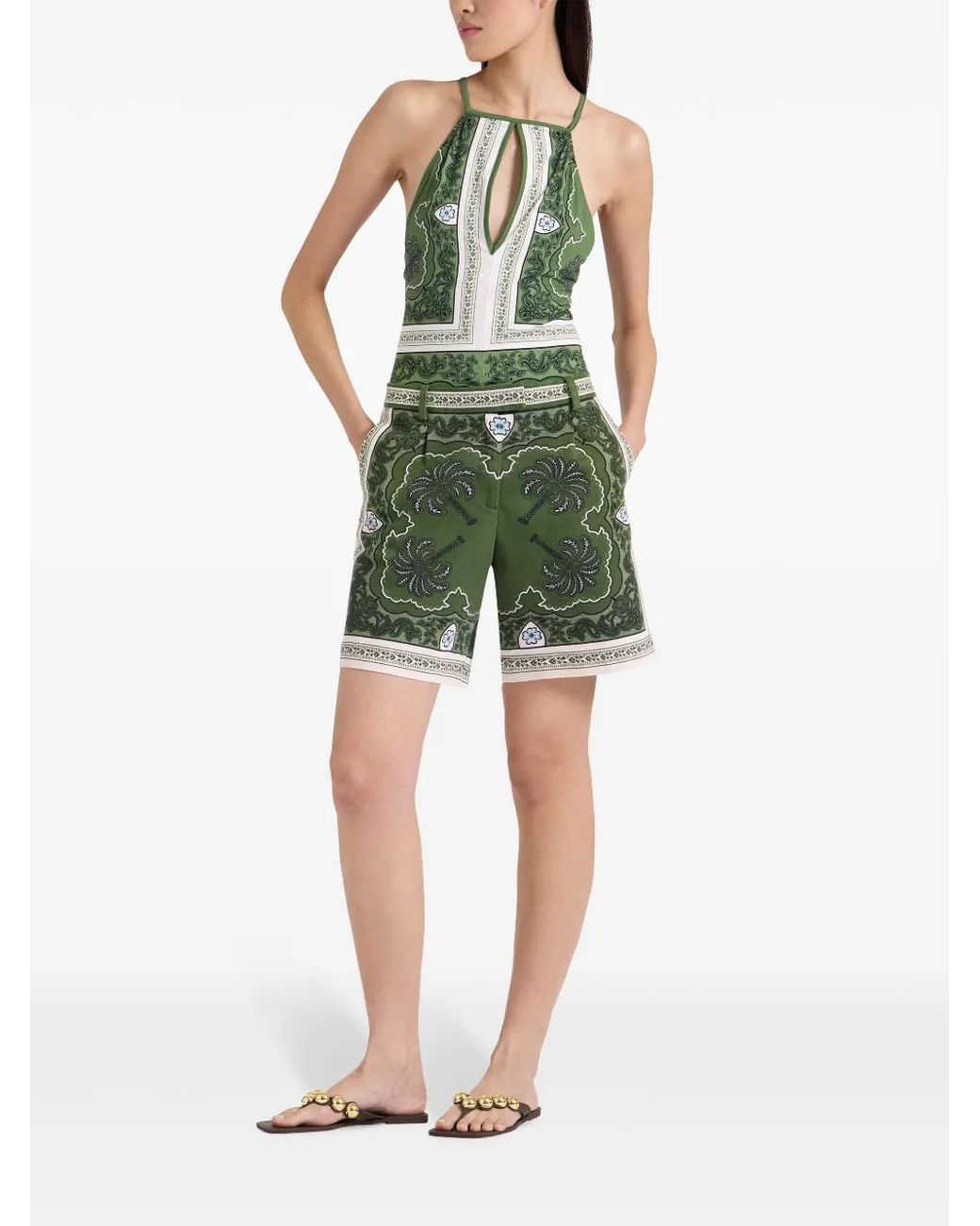 LaDoubleJ Green Printed Shorts