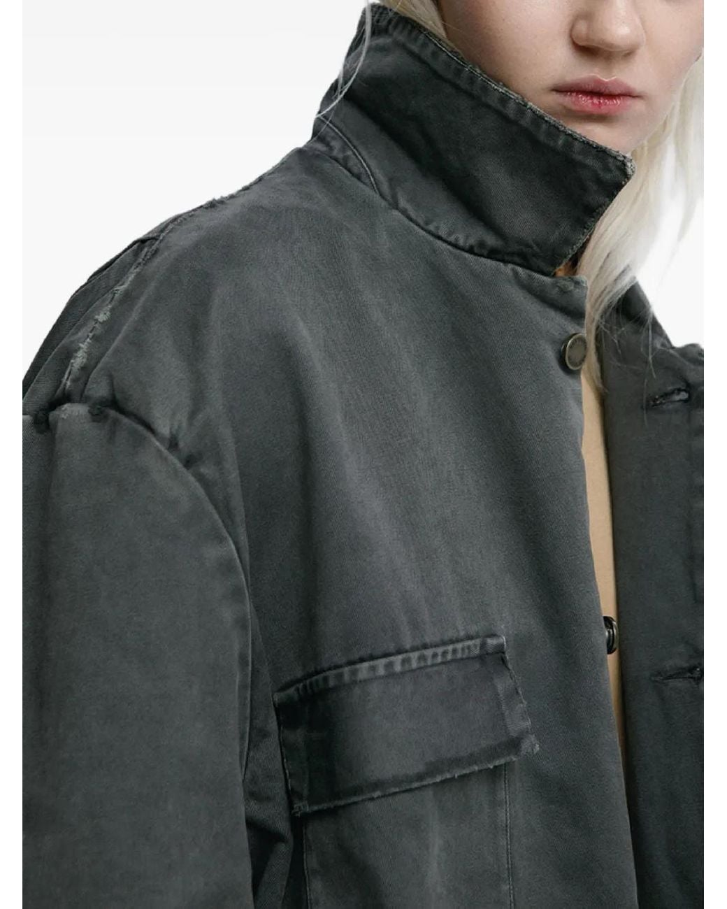 Mainless Gray Distressed Cotton Jacket