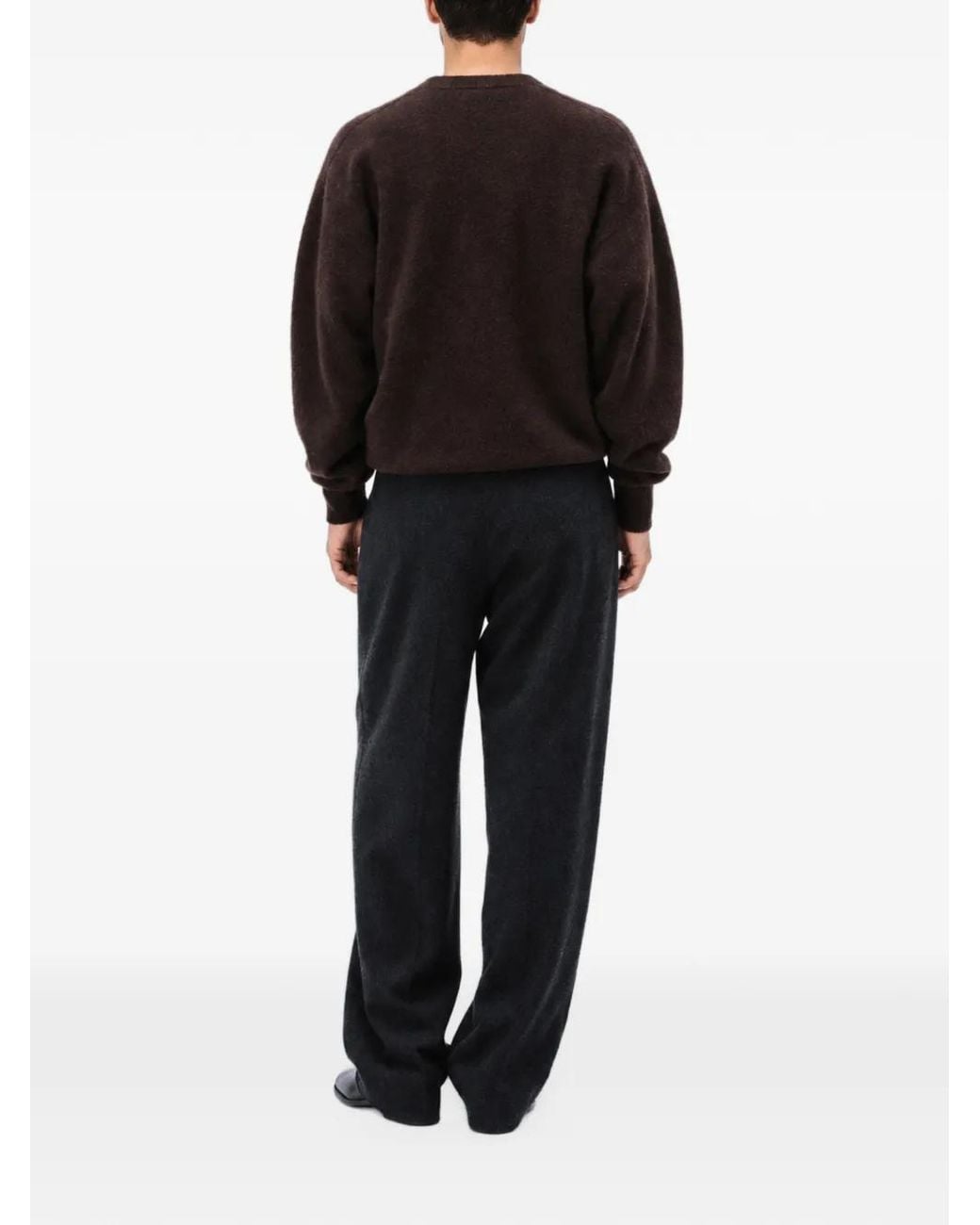 Kaptain Sunshine Brown Crew-Neck Cashmere Sweater for men