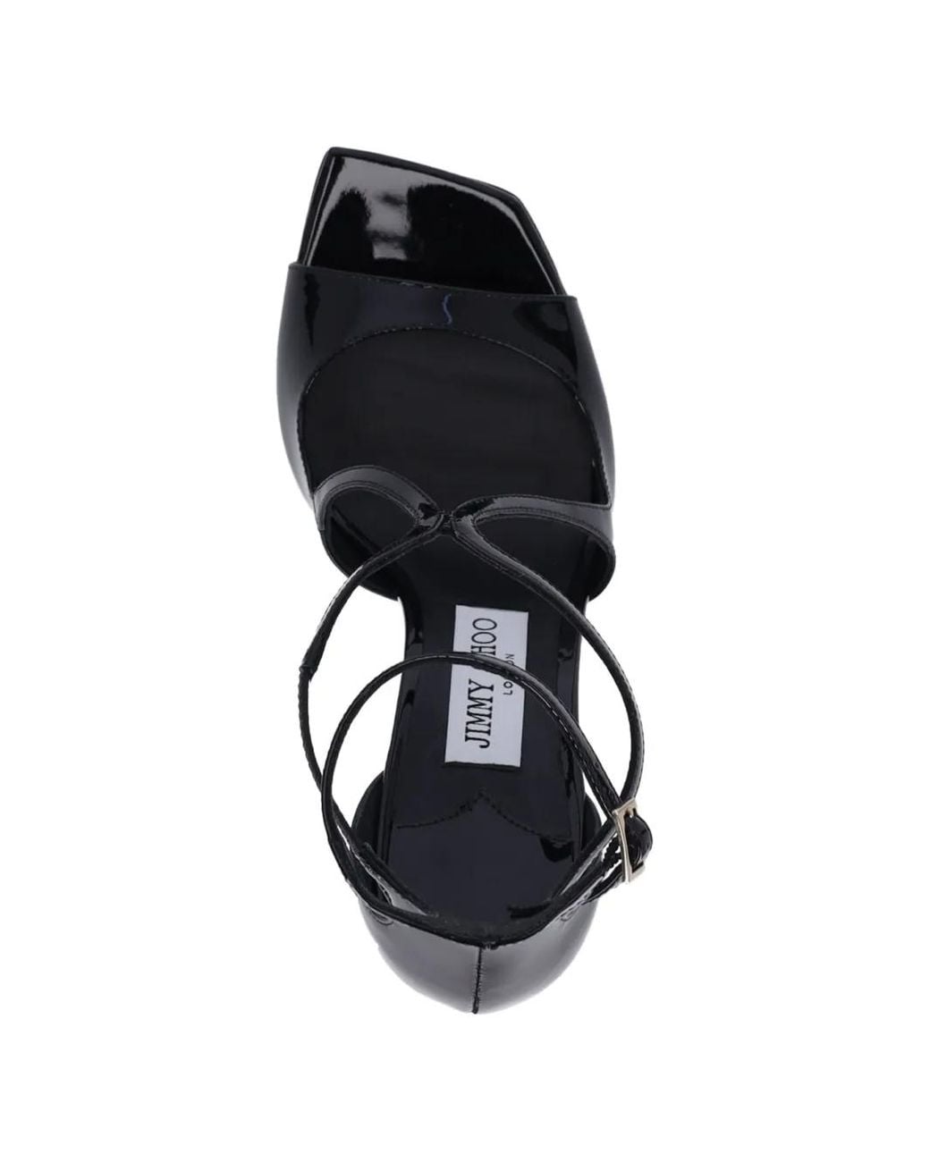 Jimmy Choo Black Azia 95 Patent Leather Sandals
