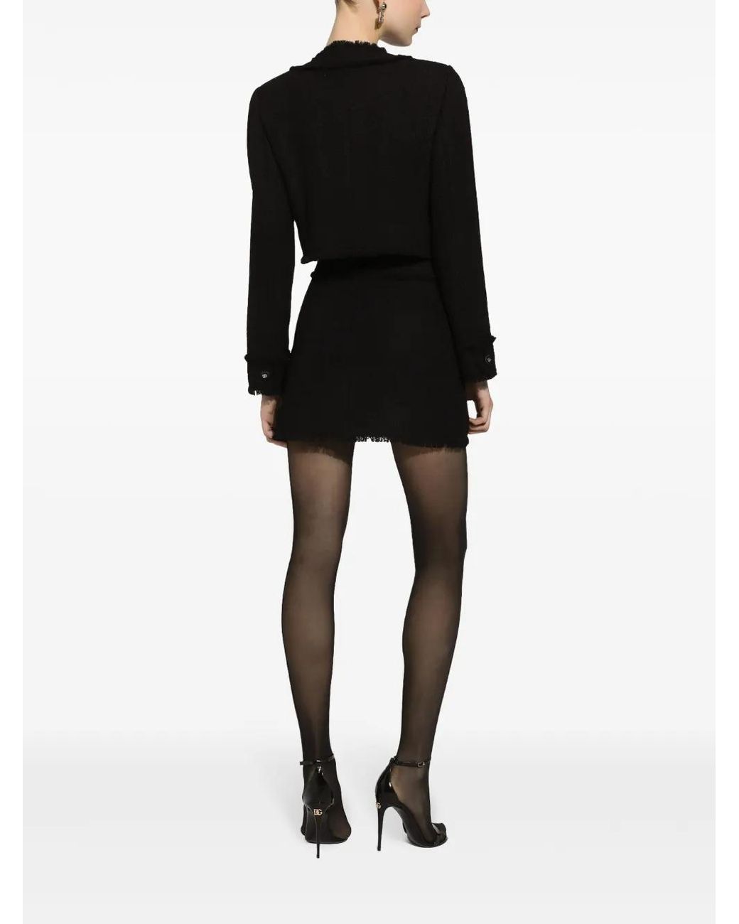Dolce & Gabbana Black High-Waist Tweed Miniskirt