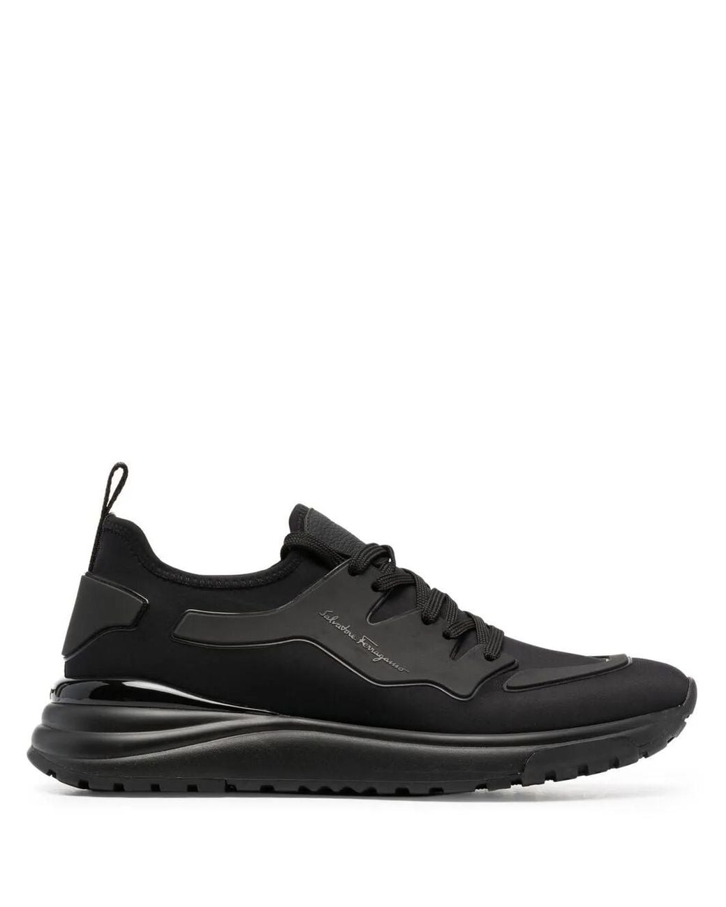 Ferragamo Black Logo-Print Low-Top Sneakers for men