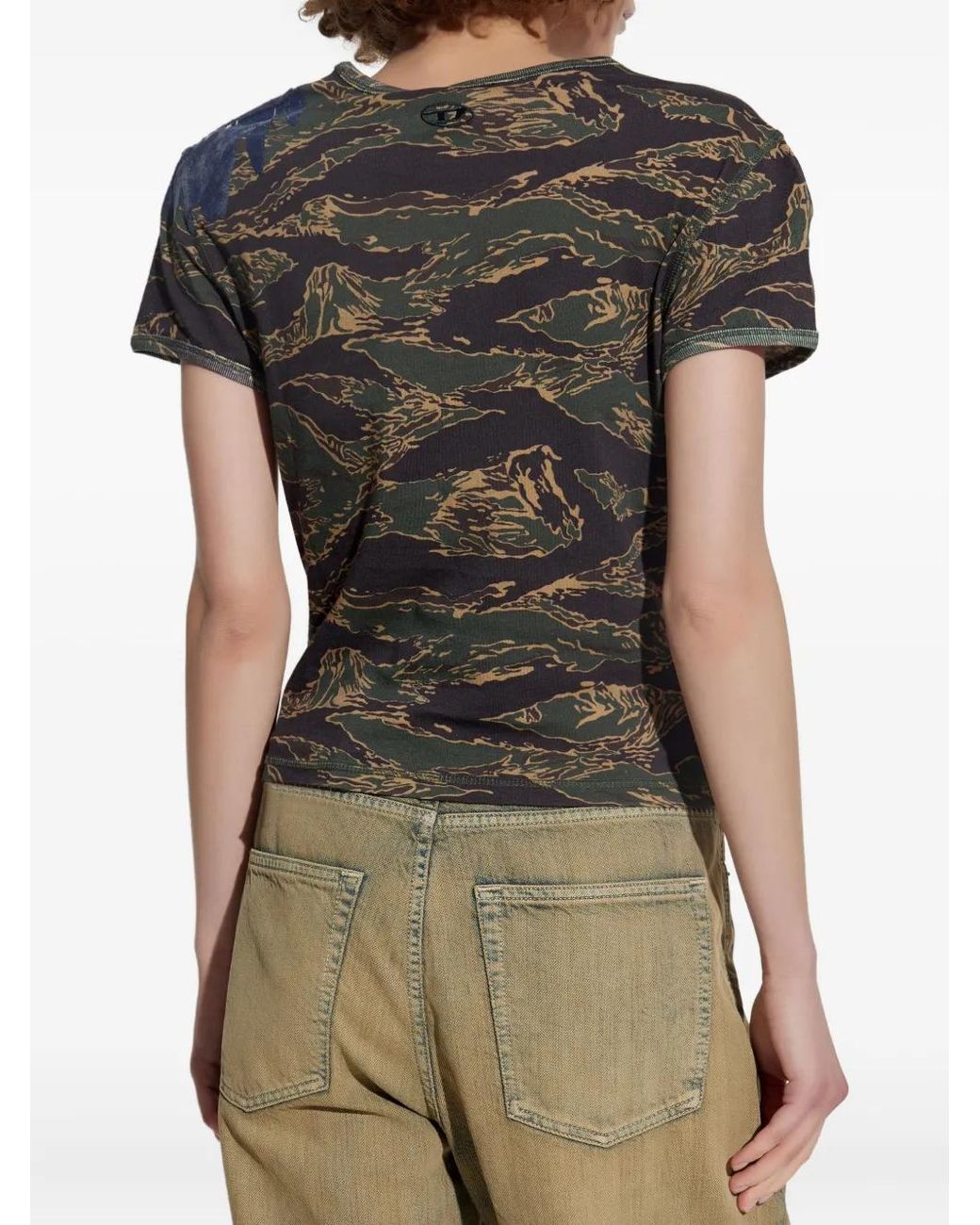 DIESEL Black Eagle-Print Camouflage T-Shirt