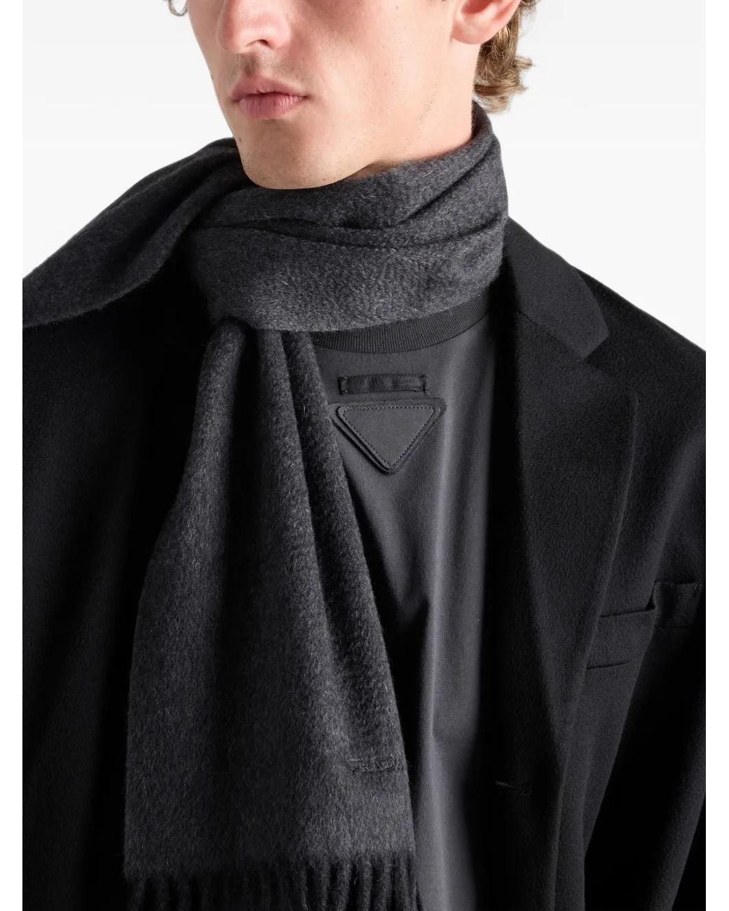 Prada Gray Long-Sleeved Cotton T-Shirt for men