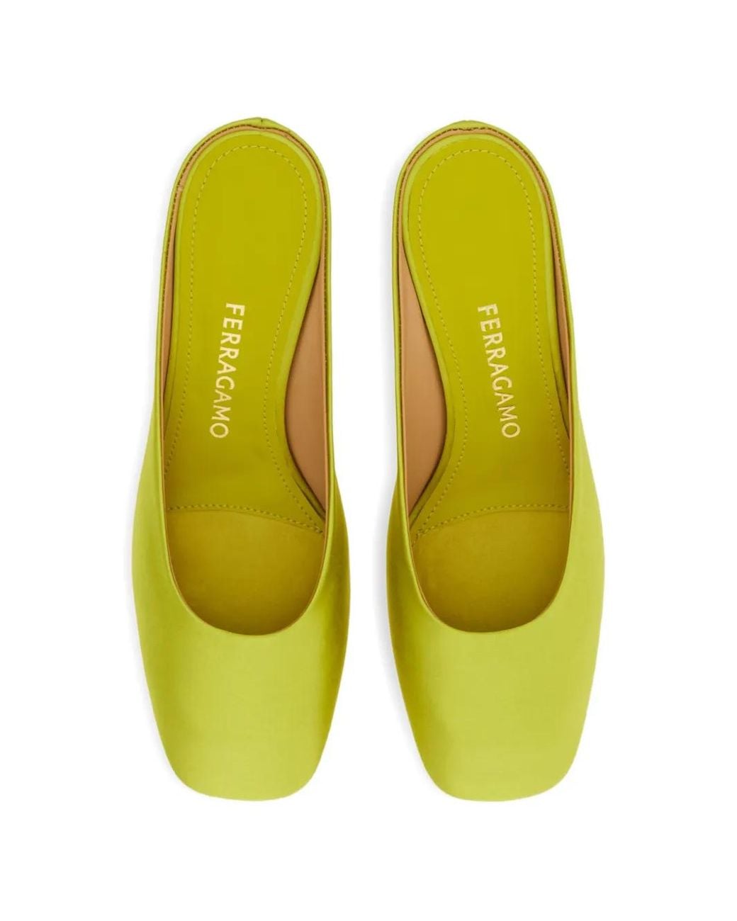 Ferragamo Yellow S-Shaped Heel Mules