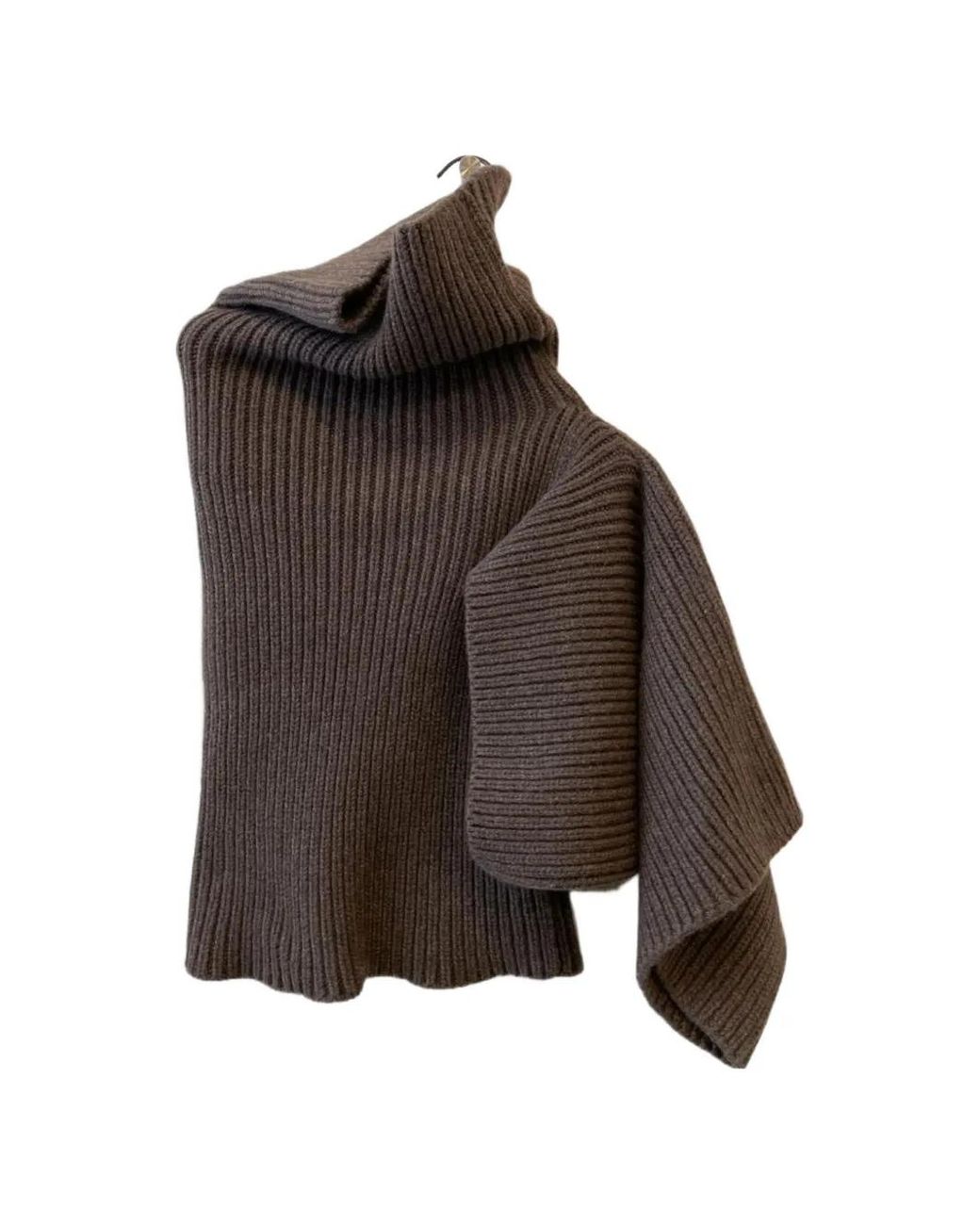 Rick Owens Brown Turtleneck Ribbed Knit Top