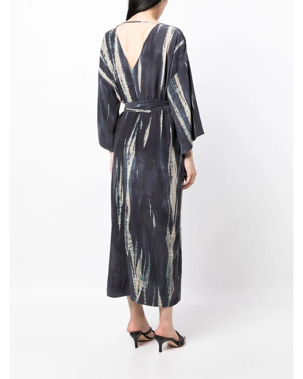 Voz Black Abstract-Pattern Print V-Neck Dress