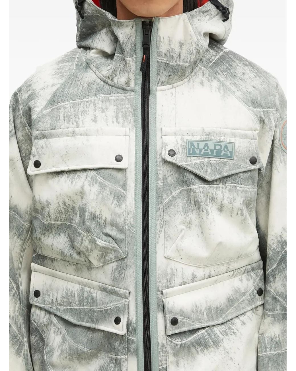 Napapijri Gray Hooded Multi-Pocket Jacket for men