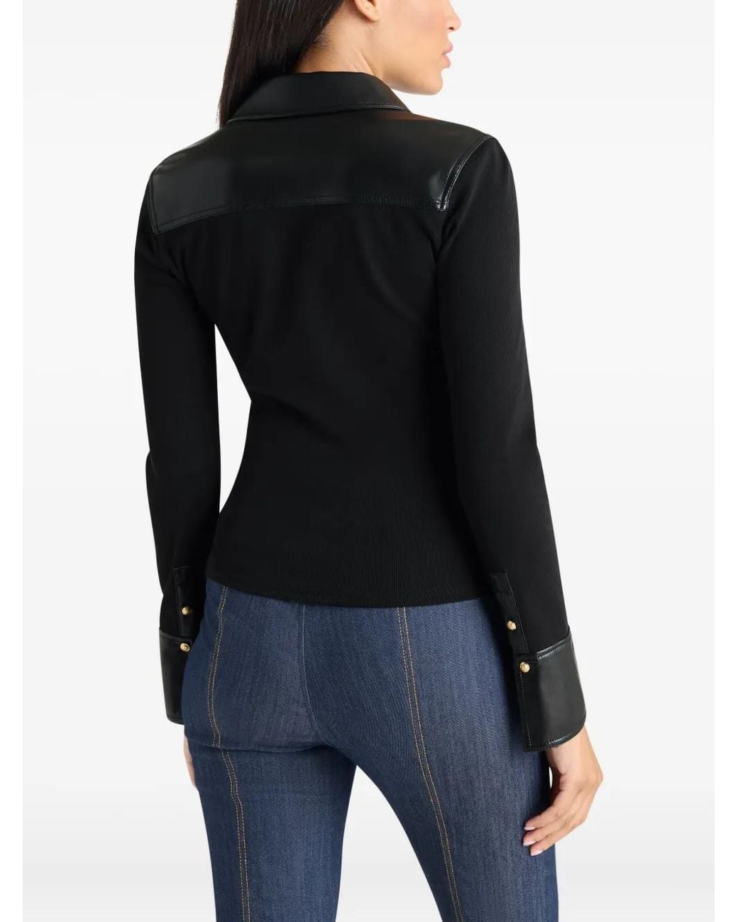 Cinq À Sept Black Magali Buttoned Panelled Top