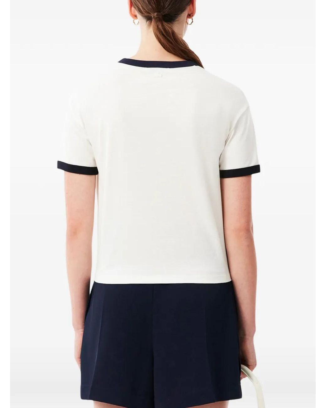 Lacoste White Embroidered Badge Jersey T-Shirt