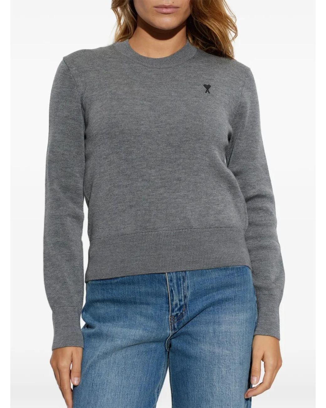 AMI Gray Long-Slevees Sweater