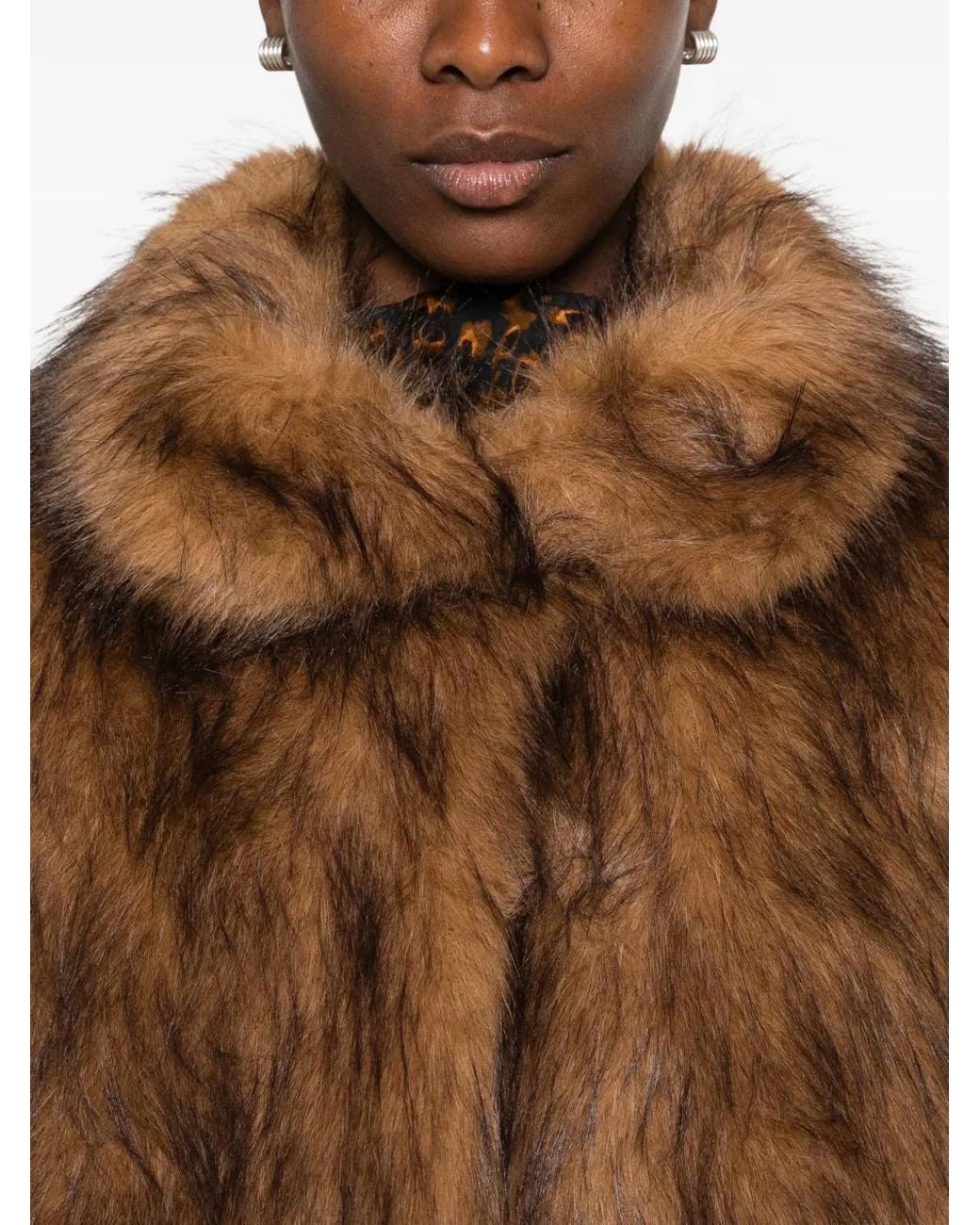 Ba&sh Brown Lendy Faux-Fur Collarless Jacket
