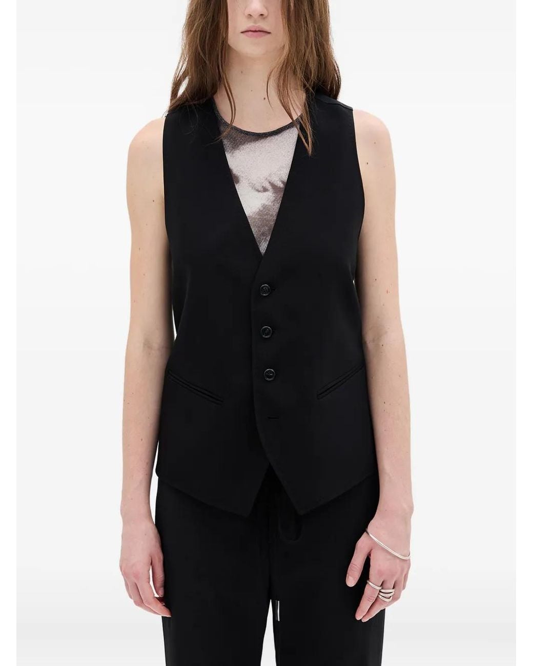 Ann Demeulemeester Black Charlotte Button-Fastening Waistcoat