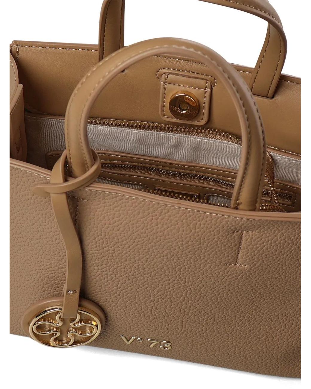 Bolso Shopper Con Efecto Granulado V73 de color Brown