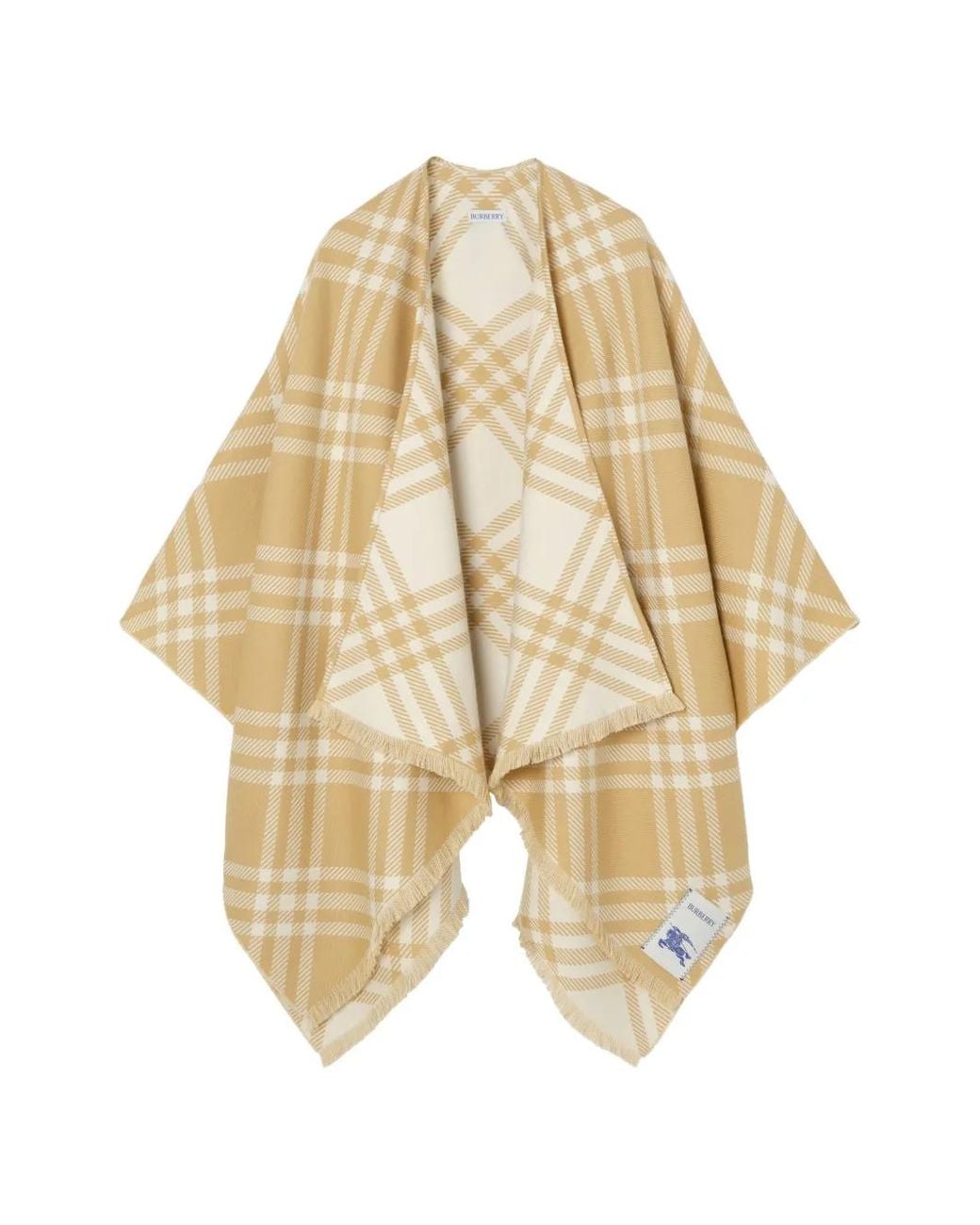 Burberry White Check Wool Silk Cashmere Cape