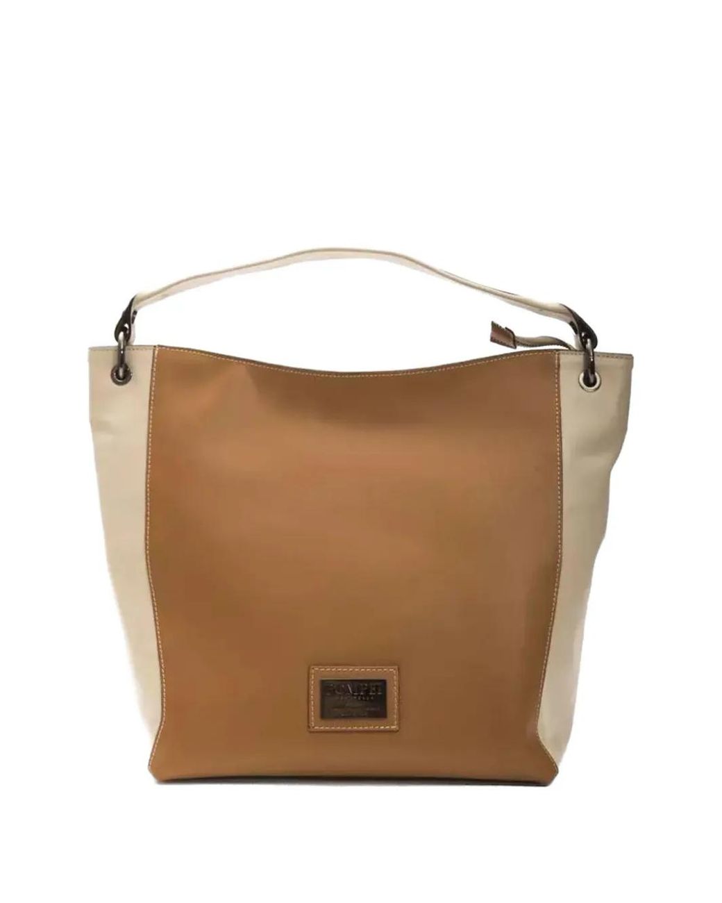 Pompei Donatella Brown Donatella Two-Tone Leather Tote Bag