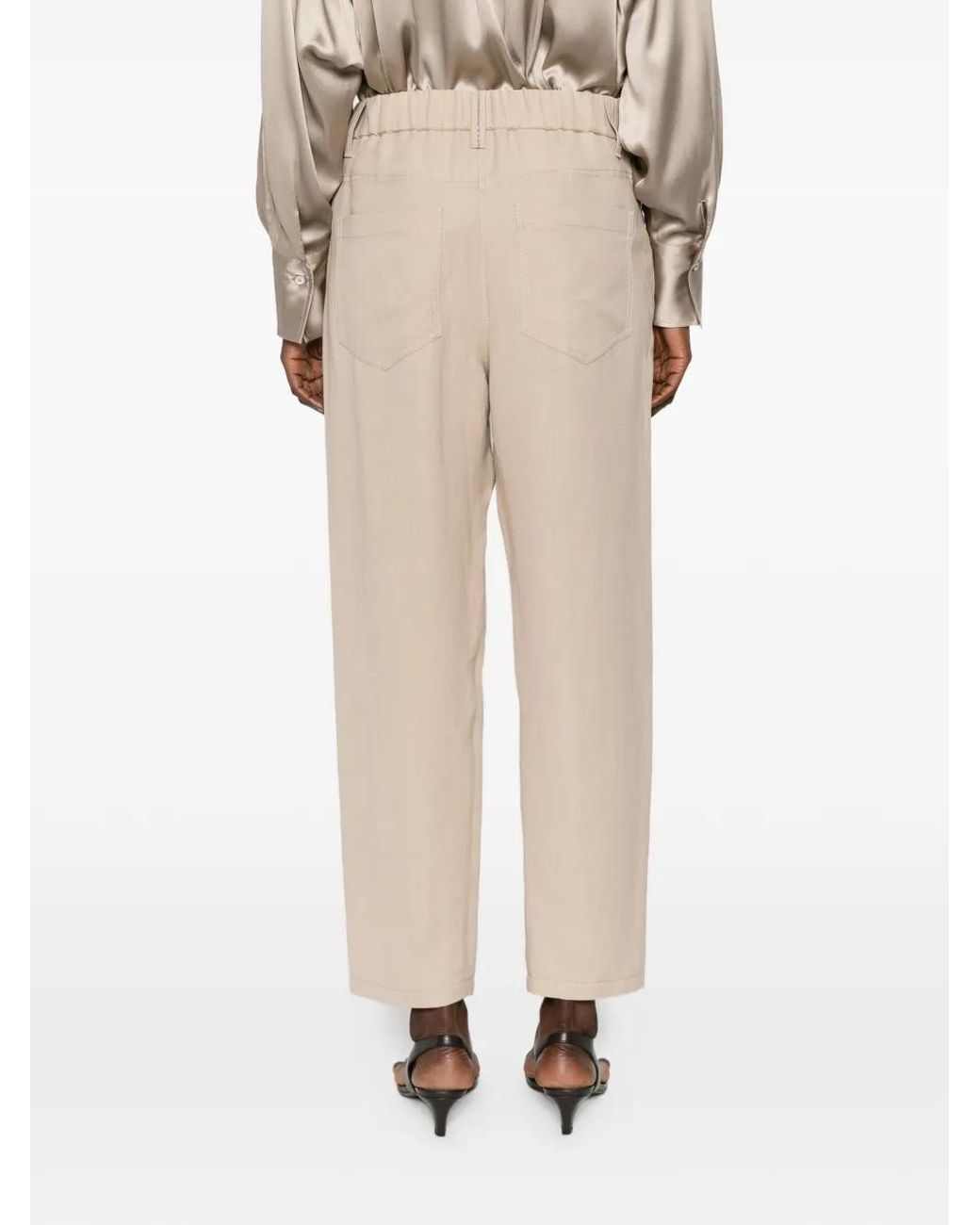 Brunello Cucinelli White Elastic-waist Trousers
