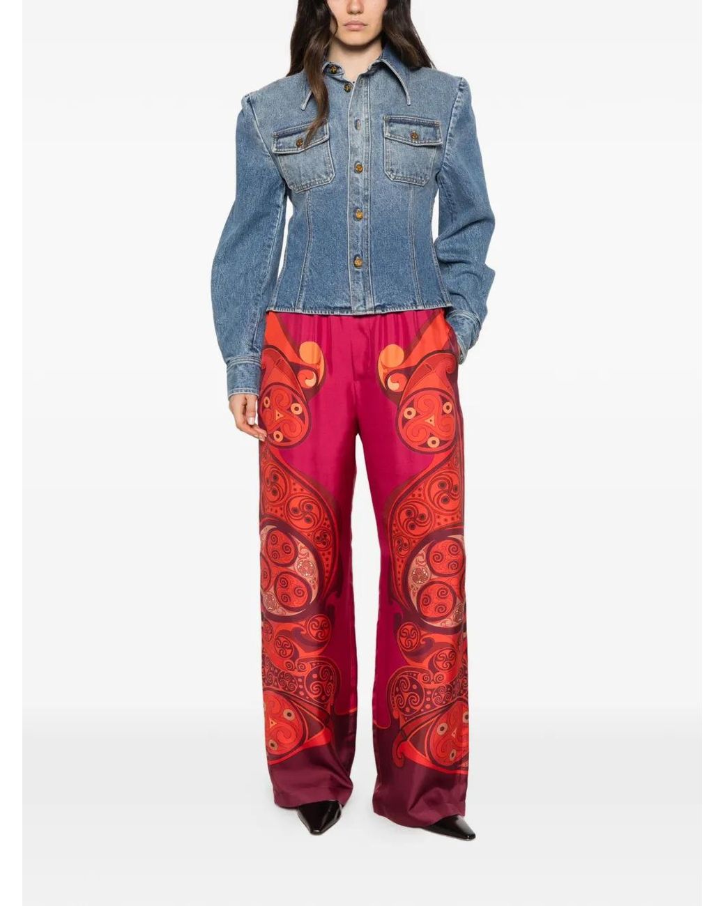 LaDoubleJ Red Club Placée Elasticated-Waistband Trousers