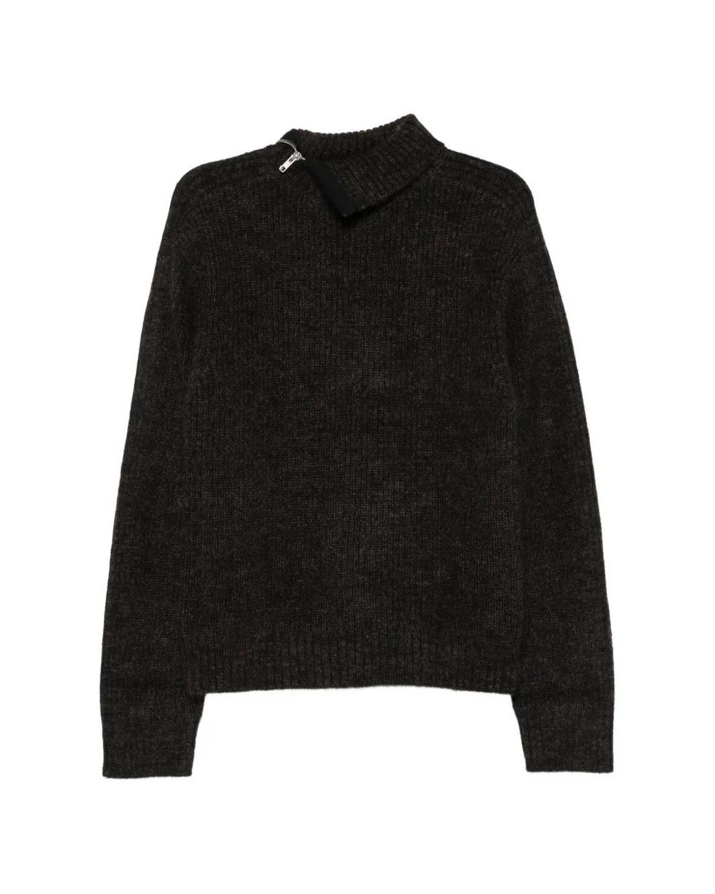 Entire studios Black Zip-Neck Ribbed Sweater for men