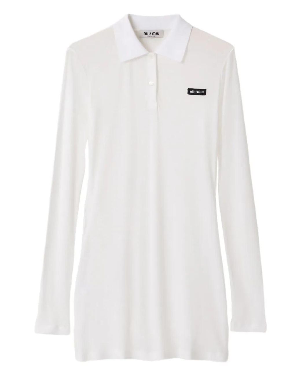 Miu Miu White Ribbed-Jersey Mini Dress