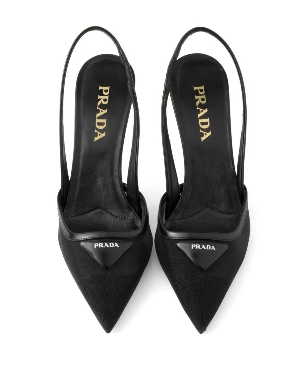 Prada Black Mesh Triangle Slingback Pumps 75