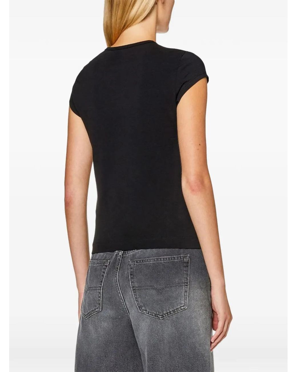 DIESEL Black Cutout Top With Oval D Logo