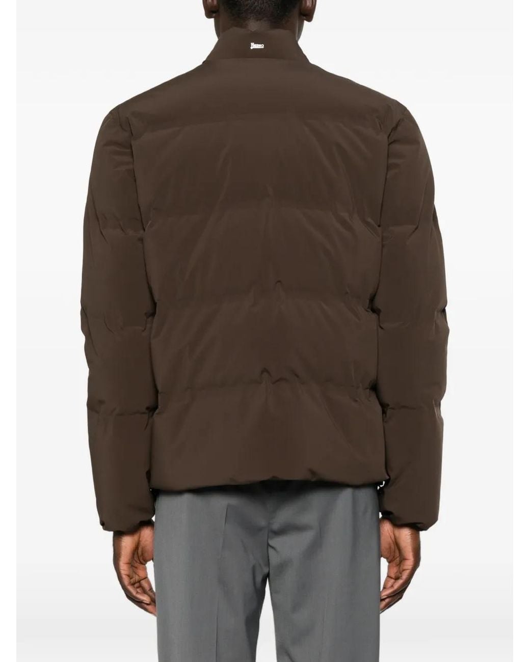 Herno Brown Quilted Press-Stud Jacket for men