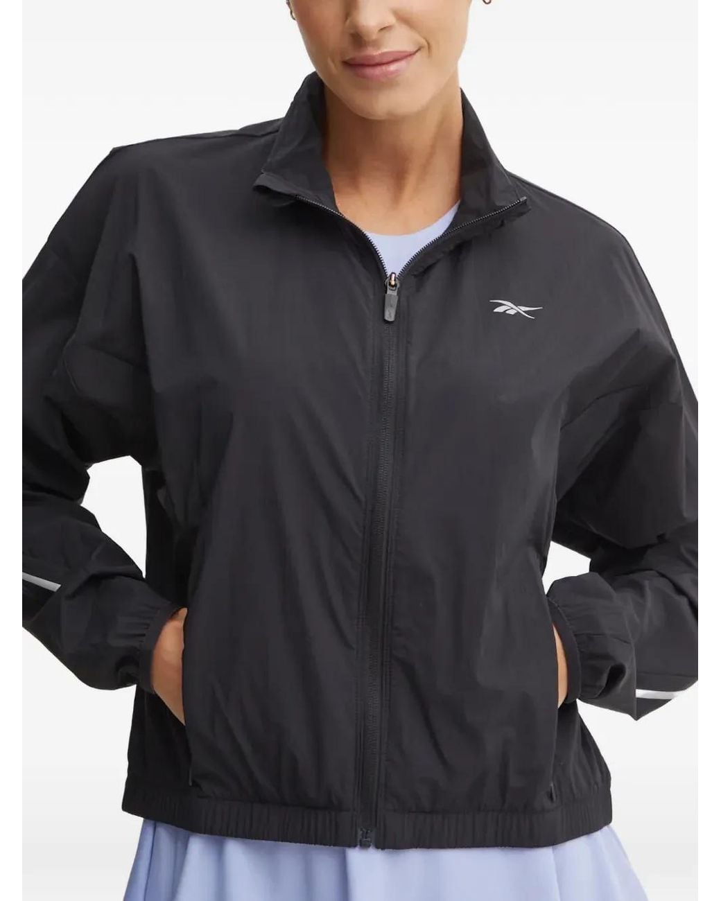 Reebok Black Speed Logo-Print Zip-Up Jacket