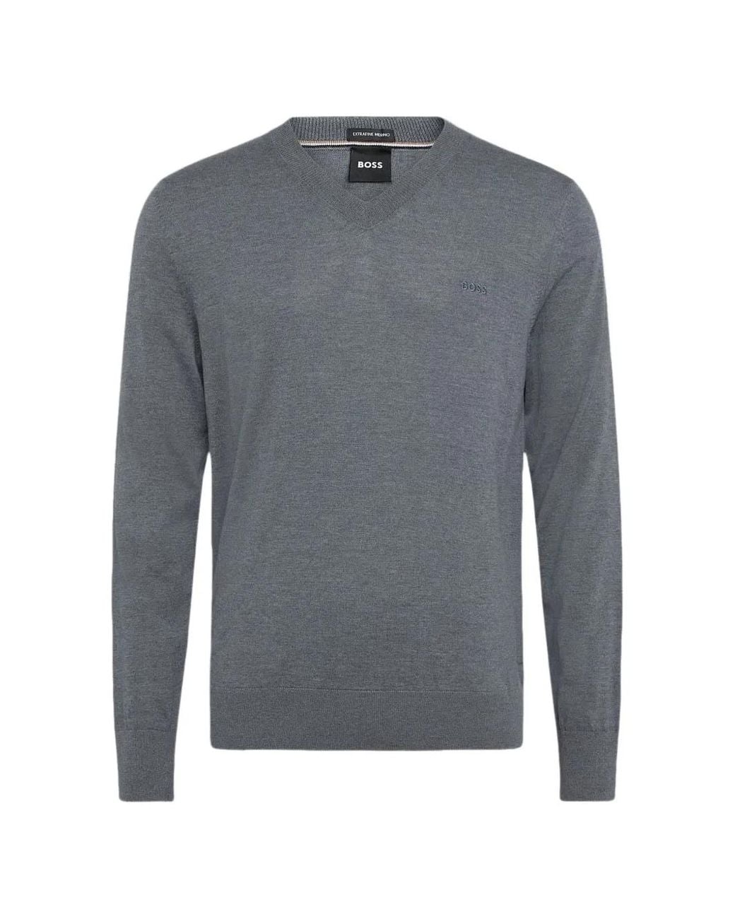 Boss Gray V-Neck Sweater for men