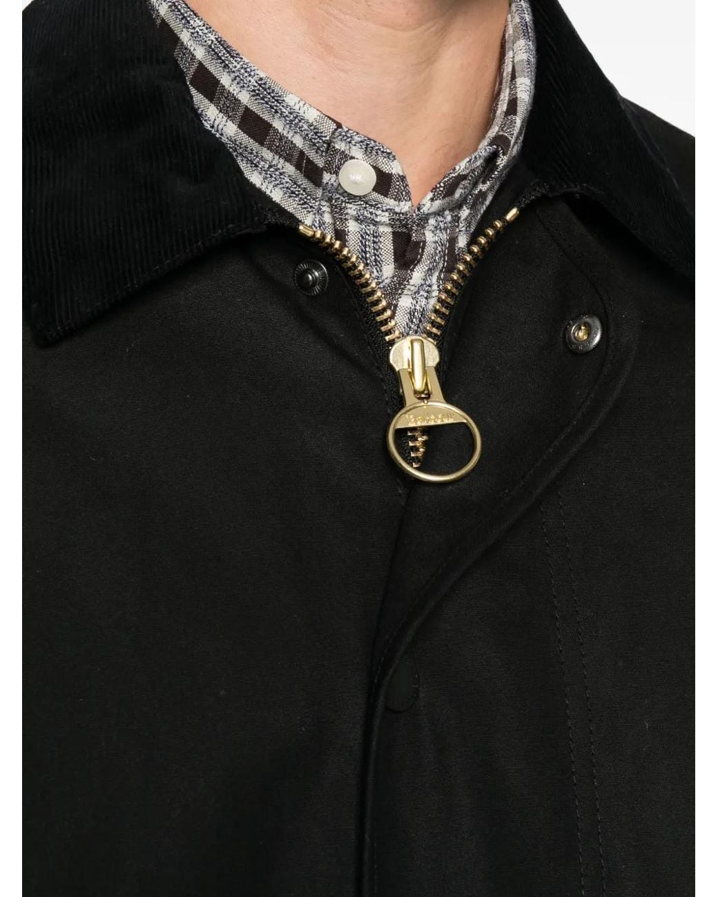 Barbour Black Liddesdale Corduroy-Collar Waxed Jacket for men