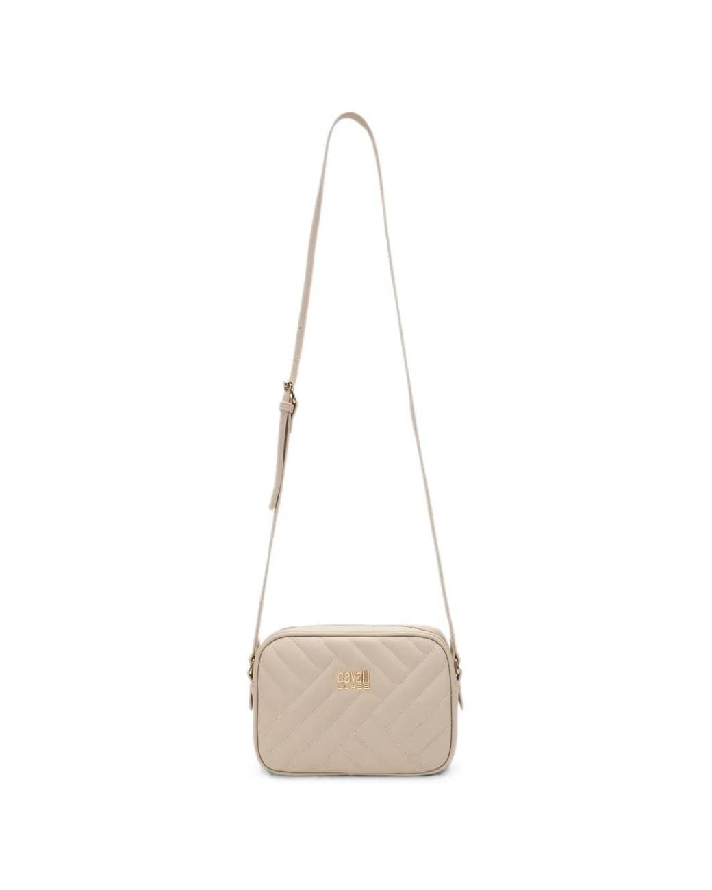 Roberto Cavalli White Quilted Logo-Plaque Shoulder Bag