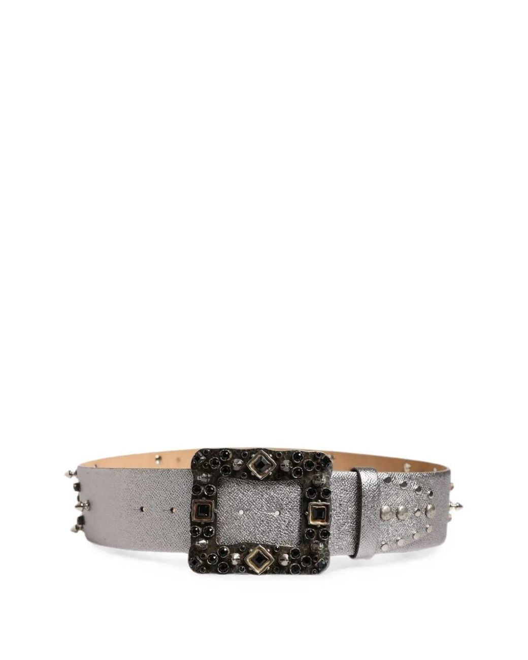 Dolce & Gabbana Gray Crystal-Embellished Studded Belt