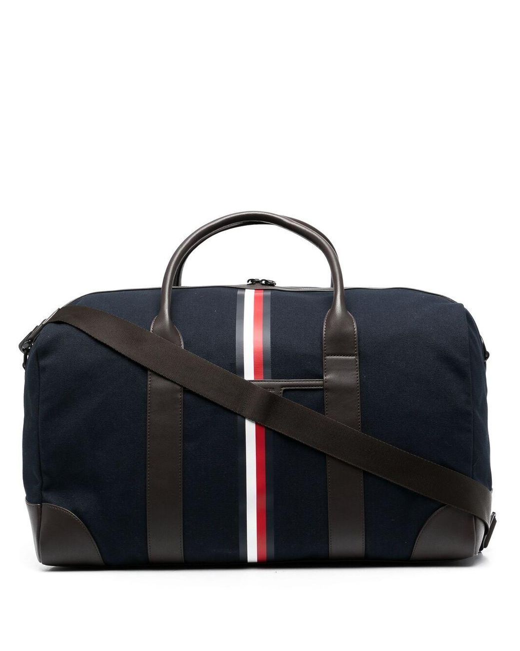 Tommy Hilfiger Stripe-print Cotton-blend Duffle Bag in Blue for Men - Lyst