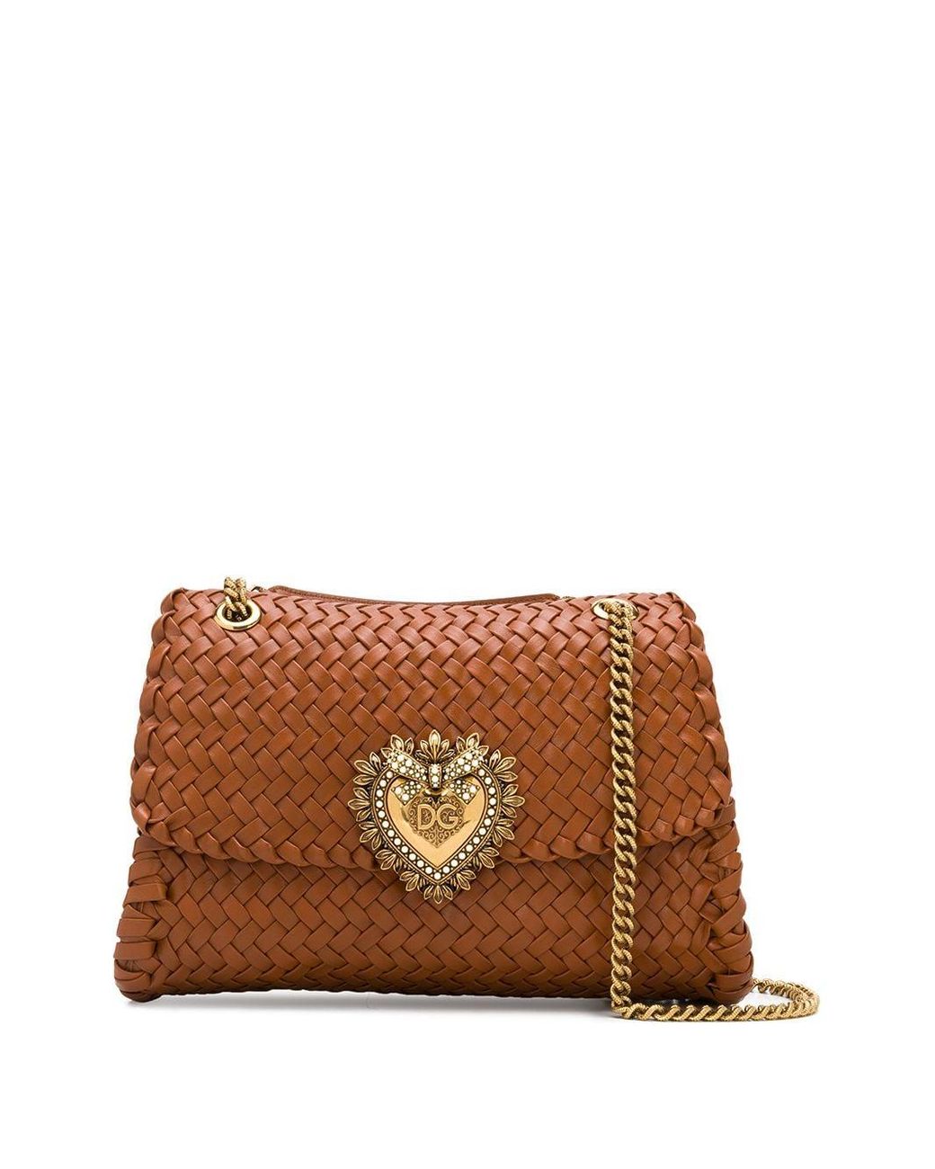 Dolce & Gabbana Large Devotion Shoulder Bag In Braided Nappa Leather in Brown Lyst UK